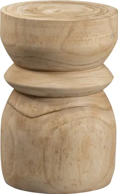 Immagine prodotto di WOOOD, poggiapiedi/tavolino ausiliario in legno di paulownia, diametro 28 cm, colore marrone