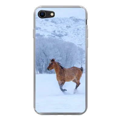 Produktbild von MuchoWow® Handyhülle Schutzhülle Hülle für iPhone SE 2020 Pferde - Schnee - Winter Silikon Softcase Handy Hülle - Kartenbesitzer