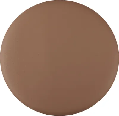 A circular brown seat cushion.