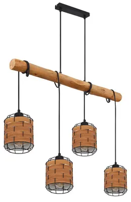 Produktbild von LED Hängeleuchte, Holzoptik schwarz, braun, H 140 cm