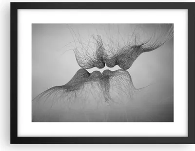 Produktbild von Gerahmtes Poster - Schwarzer Rahmen - Kuss Liebe Paar - 40x30 cm - Wand Bild - Wanddeko - Wandbilder - Kunstposter - Wandposter - Bilderrahmen - Bilder - Kunstdruck - Wanddekoration - P2BAA40x30-4967