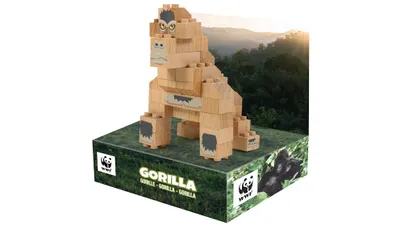 Obrázek produktu pro Dřevěné cihly FabBrix WWF Dřevěné stavební cihly Gorila, upínací cihly z ho bukového dřeva, 100% kompatibilní s běžnými stavebními cihlami