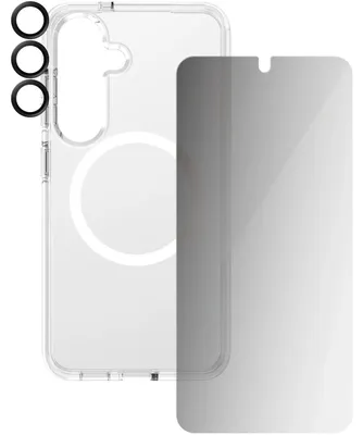 Zdjęcie produktu dla PanzerGlass ® | CARE by ® Flagship 3-in-1 Privacy Bundle Samsung Galaxy S25, Samsung, Samsung - Galaxy S25, Aplikacja na sucho, Odporny na zadrapania, Odporny na wstrząsy, Przezroczysty, 1 szt.