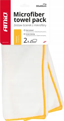 Image de Chiffons de nettoyage en microfibre pour intérieur de voiture 30x40 cm 2 pièces AMIO-03740