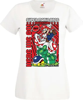 Produktbild von Damen T-Shirt Anime Manga Game Mario Fun Bros, Lady XS / Weiß