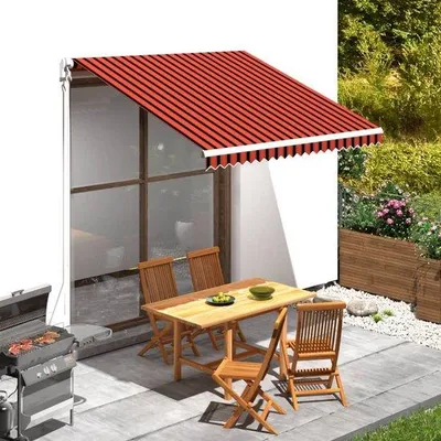 Immagine prodotto di Telo ombreggiante di ricambio 3x2,5 m - A righe arancioni e marroni - In poliestere resistente ai raggi UV e idrorepellente - Con farfalla - Senza telaio - Telo per copertura terrazza