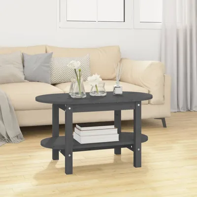 Produktbild von The Living Store Couchtisch Grau 80x45x45 cm Massivholz Kiefer