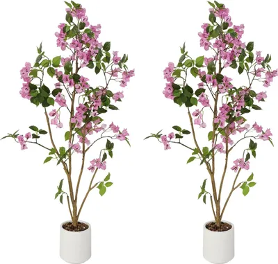Zdjęcie produktu dla Sztuczne drzewo bugenwilla – roślina doniczkowa – wysokość 120 cm – jedwabne kwiaty – plastikowa doniczka – zestaw 2-częściowy – do użytku wewnątrz pomieszczeń – różowy