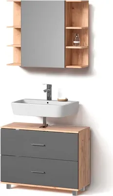 Immagine prodotto di Set mobili bagno Livinity Eisak Antracite/Rovere dorato 2 parti, Model 52588