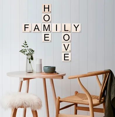 Produktbild von Wallity, Scrabble- SKL1218, Schwarz,Weiß, Sonstige Wohndekorationen, 95 x 95 cm, 100% Holz (Dicke: 1