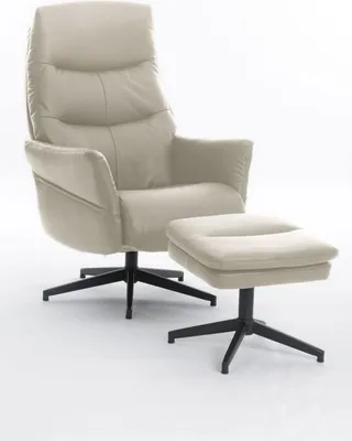 Produktbild von Happy Home Relaxsessel mit Hocker gepolstert beige ergonomischer Fernsehsessel verstellbar bis 128° Drehfunktion Wohnzimmer TV Sessel
