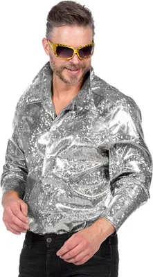 Produktbild von Disco Glamour Hemd silber Größe: XL