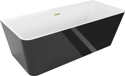 Obrázok produktu pre Voľne stojaca nástenná vaňa Mexen Volta 150 x 75 cm, biela/čierna, s prepadom z brúseného zlata - 51131507575-55