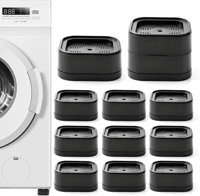 Produktbild von 12 Stück quadratische Möbelerhöhungen 3 cm stapelbar in Schwarz