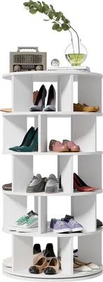 Produktbild von Schuhregal, 5 Ebenen, weiß rund drehbarer Winkel,Höhe 115 cm, Breite 60 cm