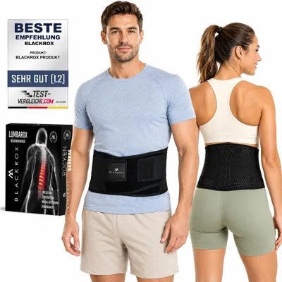 Produktbild von BLACKROX "LUMBAROX Rückenbandage für Männer und Frauen – Lendenwirbelstütze und Rückengurt, Ideal zur Stabilisierung und Unterstützung, schwarz, Gr. M