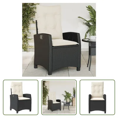 Produktbild von The Living Store Gartensessel Verstellbar mit Kissen Schwarz Poly Rattan