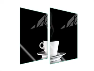 Image de Plaques de recouvrement pour cuisinière 2 pièces 35x52 Couverture pour champ vitrocéramique Verre Planche à découper Café Noir