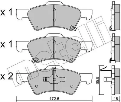 Produktbild von METELLI Bremsbeläge Satz Vorne Bremsklötze für CHRYSLER VOYAGER IV (RG, RS) 22-0623-0