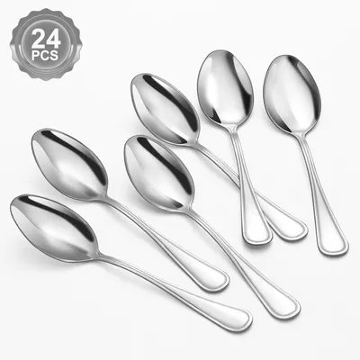 Productafbeelding van 24 soeplepels, roestvrij staal, 20,3 cm, zilverkleurig met gematteerd handvat