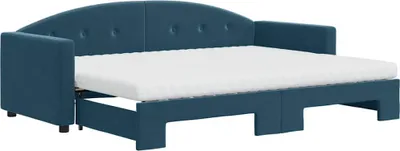 Obrázok produktu pre vidaXL Rozkladacia posteľ s matracmi Modrá 80x200 cm Velvet
