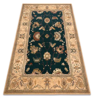 Image de Tapis en laine POLONIA Loare Cadre émeraude vert 235x350 cm