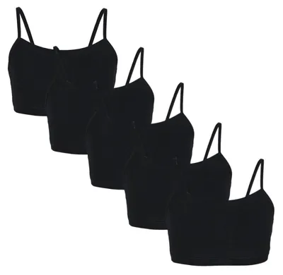 Produktbild von TupTam Mädchen Bustier mit Spaghettiträger 5er Pack, Farbe: Schwarz, Größe: 158-164