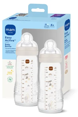 Produktbild von MAM Easy Active Babyflasche | 4+ Monate | Stillfreundliche Milchflasche | Trinkflasche für Babys mit Sauger Größe 2 aus SkinSoft Silikon | 330 ml | Fuchs