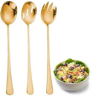 Produktbild von Famanu Salatbesteck Set - Gold - Salatgabel und Salatlöffel