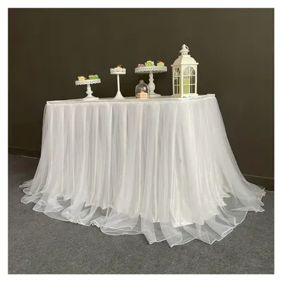 Imagen del producto de Elzusha - Mantel individual con volantes - Decoración romántica para la mesa, color blanco, 2 metros