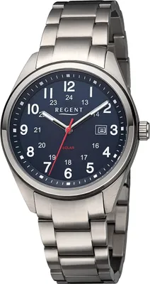 Produktbild von Regent Herren Uhr Metall Armbanduhr Metallarmband Analog grau D2URF1538