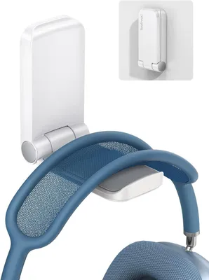 Image de Support pour casque - Crochet pour casque - Organisateur de bureau - Magnétique, pliable - 500 grammes - Blanc
