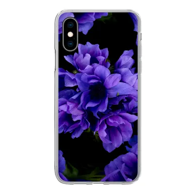 Produktbild von MuchoWow® Handyhülle Schutzhülle Hülle für iPhone X Muster - Blumen - Lila Silikon Softcase Handy Hülle - Handyhülle