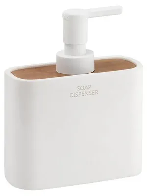 Imagen del producto de Gedy NINFEA: Dispensador de jabón de pie, color blanco mate/bambú
