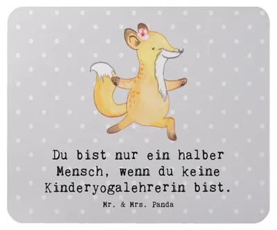 Produktbild von Mr. & Mrs. Panda Mousepad Kinderyogalehrerin Herz - Grau Pastell - Geschenk, Mouse Pad, mauspad laptop, mousematte
