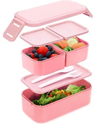Zdjęcie produktu dla Pudełko na jedzenie dla dzieci z przegródkami, pojemność 1300 ml, 2 w 1, szczelne, wolne od BPA, kolor różowy