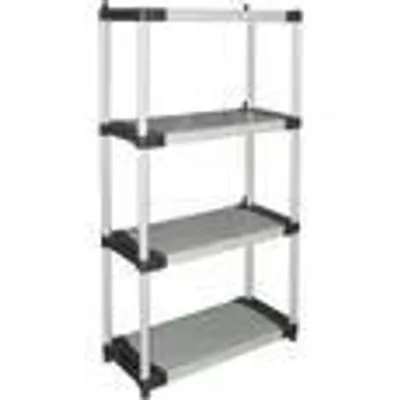 Produktbild von Kunststoffregal - TOOD - 4 Böden - Tragkraft 80 kg pro Boden - 80 x 40 x 168 cm - Schwarz und Grau