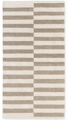 Produktbild von Hanse Home Wollteppich Vika, Handgewebt, Streifen, Natürlich, Grau Natur Weiß