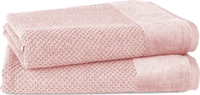 Produktbild von Pure Label 2-TLG. Badetücher Set mit Anhängeschlaufe aus 100% Baumwolle, saugstark und weich| 2 Badetücher aus Baumwolle 70x140 cm, Rosa