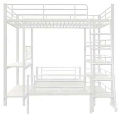 Produktbild von Hochbett - Etagenbett - Stapelbett - Schlafkoje - Multifunktionsbett - Metallrahmen - Platzsparendes Design