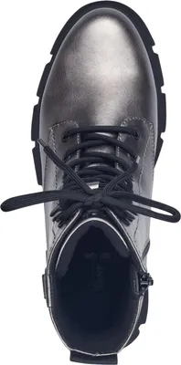 Produktbild von s.Oliver Damen Stiefelette Schnürboot Matt Metallic Look Plateau 5-25214-41, Größe:38 EU, Farbe:Silber
