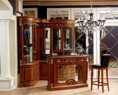 Produktbild von Edle Eckvitrine Bar Eckbar Regal Thresen Bar Eckschrank Vitrine Barock Rokoko