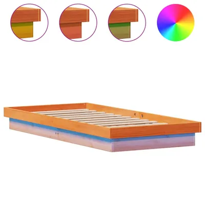 Image de vidaXL Lit en bois massif avec éclairage LED brun cireux 100x200 cm pin