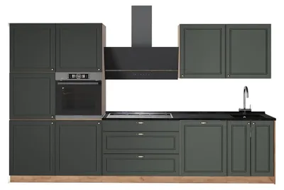 Produktbild von Küchenzeile Vicco Fame-Line Grün-Gold Landhaus/Goldkraft Eiche 340 cm, AP Anthrazit, Model 64600