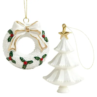 Produktbild von Set mit 2 Weihnachtsdekorationen für den Weihnachtsbaum und eine Girlande