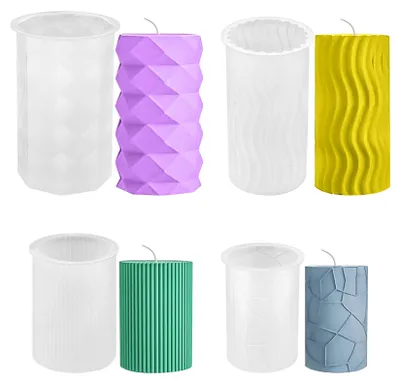 Produktbild von 4-teilige Silikon-Kerzenformen, Gießformen, 3D-DIY-Kerzenformen für Bastelarbeiten, Ornamente und Dekorationen