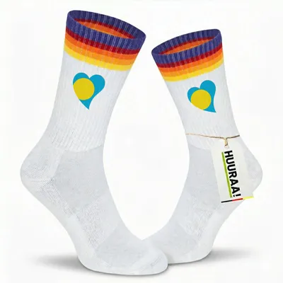 Produktbild von Huuraa Uni Socken Palau Flagge Herz 42/46 Rainbow Baumwolle Tennissocken Geschenkidee