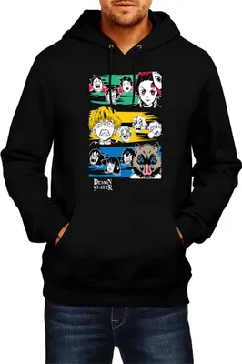 Produktbild von Herren Kapuzenpullover Demon Anime Slayer Tanjiro Zenitsu Inosuke 001, Man S / Schwarz