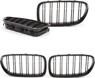 Produktbild von Kühlergrill Sport Grill passend für BMW 5er F10 F11 Set schwarz glanz Doppelsteg