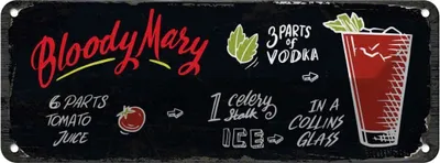 Produktbild von vianmo Blechschild 10x27 cm Bloody Mary Cocktail Recipe
